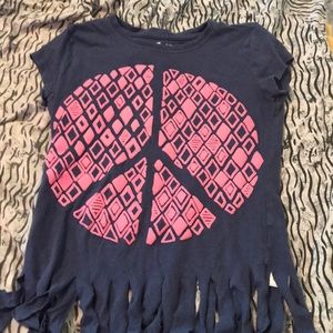 Purple shirt with peace sign